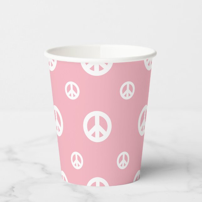 Gobelets En Papier Signe de paix rétro rose anniversaire (Gauche)