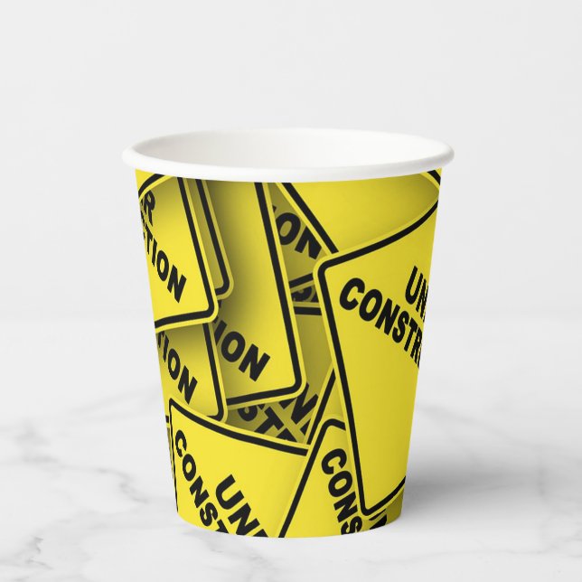 Gobelets En Papier Signes de construction en cours (Recto)