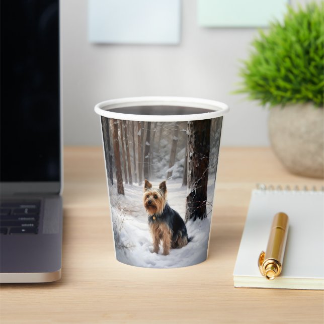 Gobelets En Papier Silencieux Terrier Laisser Il Neige Noël (Insitu)
