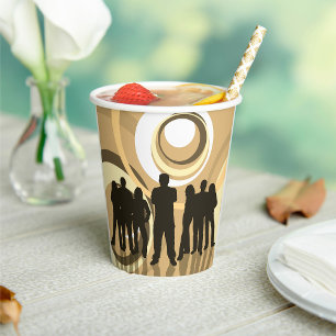 Gobelets En Papier Silhouette rétro Personnes avec cercles Abstraits