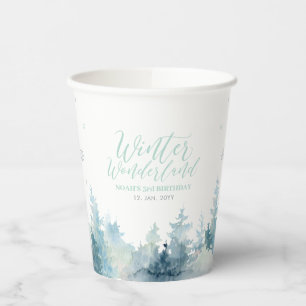 Gobelets En Papier Silver & Mint Winter merveilleland Boy Birthday Pa