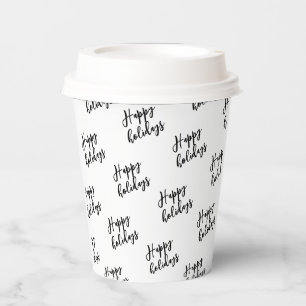 Gobelets En Papier Simple Black Happy Holiday personnalisé Motif de t