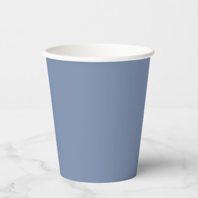 Gobelets En Papier Simple couleur uni bleu ardoise (Recto)