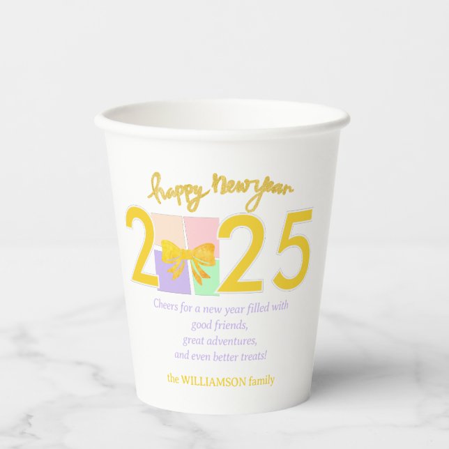 Gobelets En Papier Simple Elegant Christmas New Year Gift Box Bow (Recto)