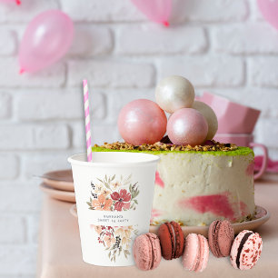 Gobelets En Papier Simple Floral Douzième Anniversaire
