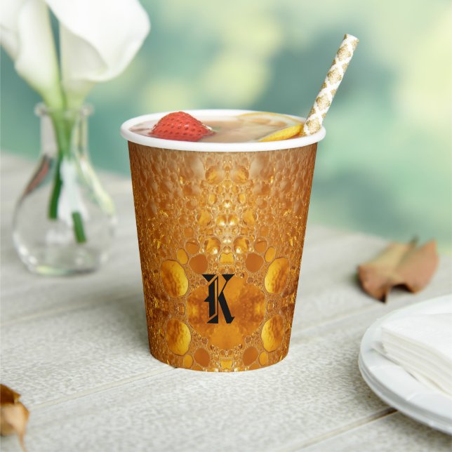 Gobelets En Papier Simple Gold Beer Monogram Christmas party (Insitu)