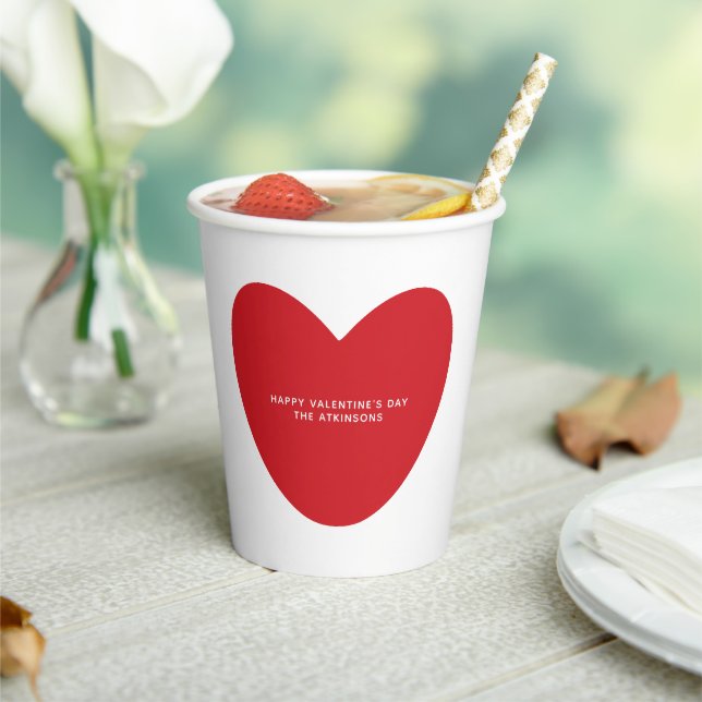 Gobelets En Papier Simple mignon coeur rouge coutume Saint Valentin (Insitu)