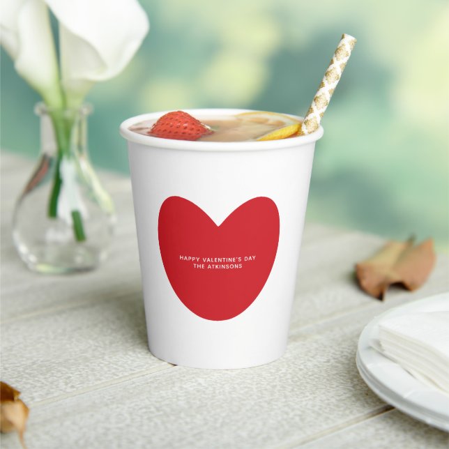 Gobelets En Papier Simple mignon coeur rouge coutume Saint Valentin (Insitu)