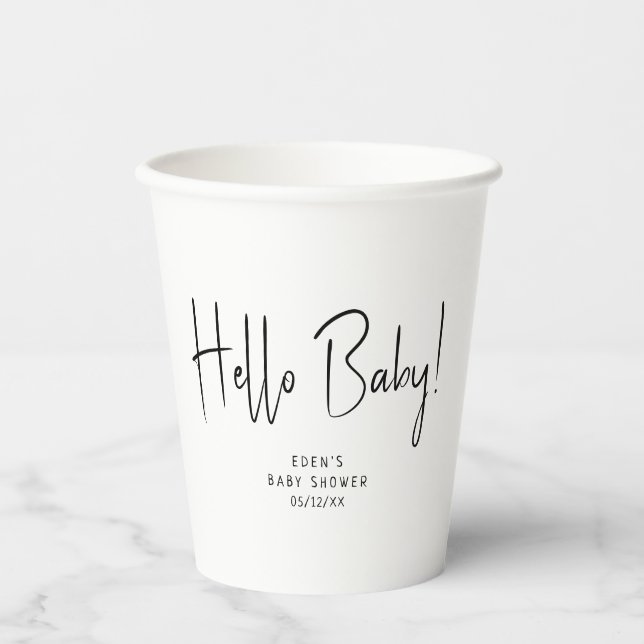 Gobelets En Papier Simple moderne Neutral Bonjour bébé! Baby shower (Recto)