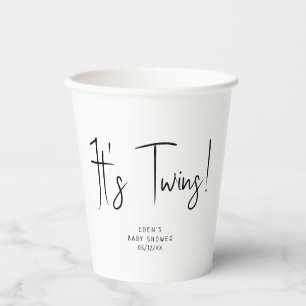 Gobelets En Papier Simple moderne Neutre C'est le Baby shower jumeaux