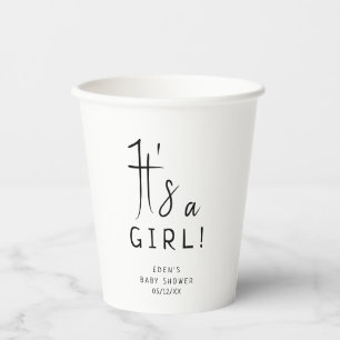 Gobelets En Papier Simple moderne Neutre C'est une fille ! Baby showe