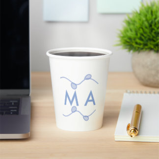 Gobelets En Papier Simple monogram add your name letter blue leaf