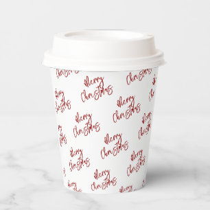 Gobelets En Papier Simple Red Christmas Holiday Texte personnalisé Mo