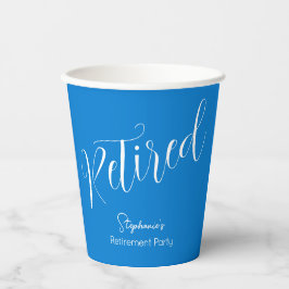 Gobelets En Papier Simply Modern Script Blue Retirement Party