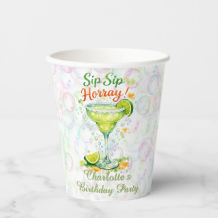 Gobelets En Papier Sip Sip Sip Hourra Bulles Fête d'anniversaire