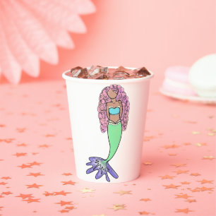 Gobelets En Papier sirène arc-en-ciel rose bleu violet vert noir bouc