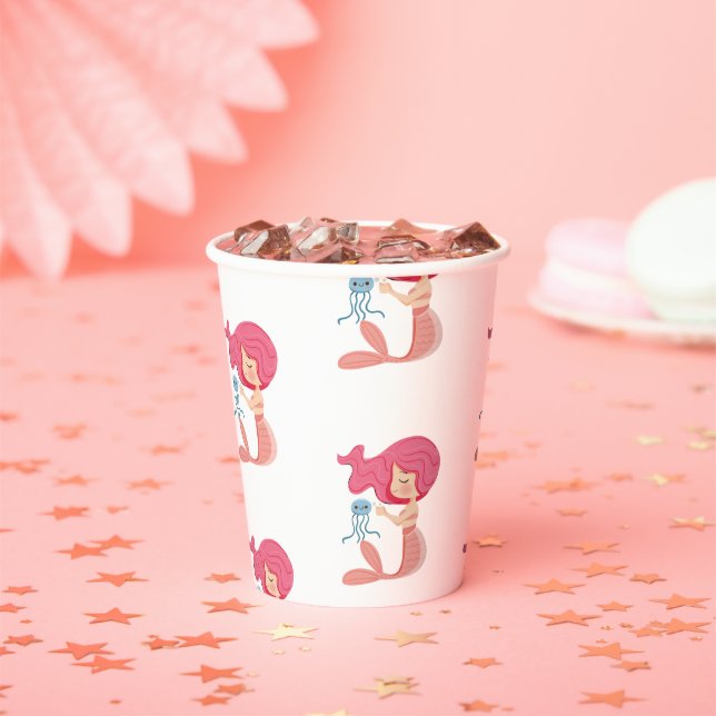 Gobelets En Papier Sirènes rose du Parti Pirate (Insitu)