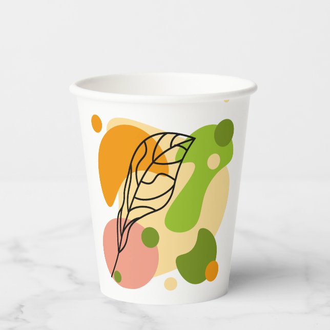 Gobelets En Papier Sites abstraits intéressants avec feuilles (Recto)