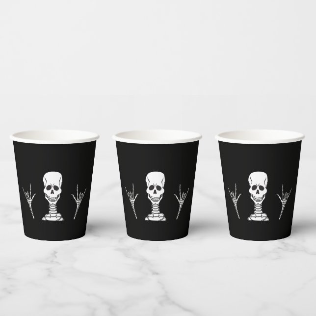 Gobelets En Papier Skeleton signe ILY ("Je t'aime") dans ASL. (Multi)
