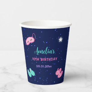 Gobelets En Papier Sleepover Fille de bois rose fête d'anniversaire