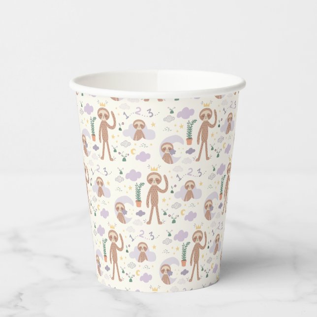 Gobelets En Papier Slumberkins Sloth Pattern Birthday (Gauche)