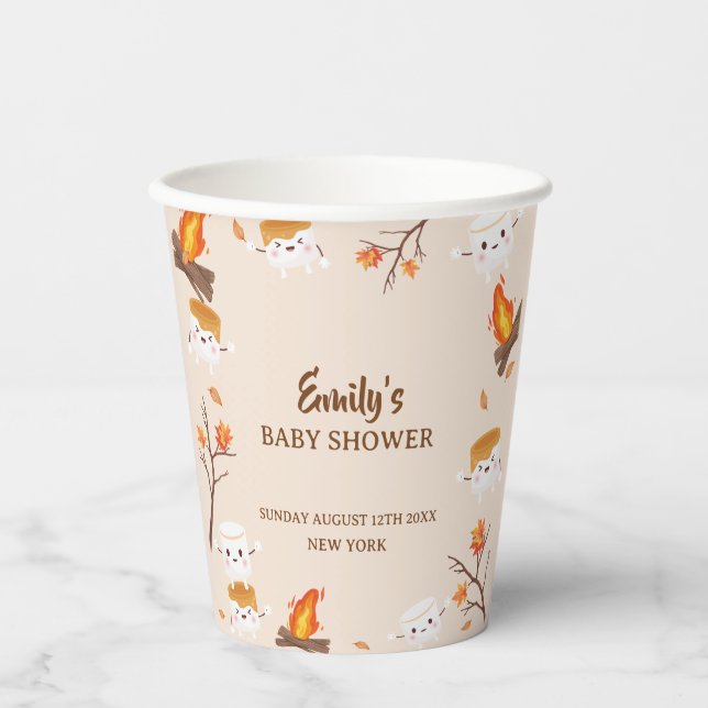 Gobelets En Papier S'more Love Fall Baby shower de camping rustique (Recto)