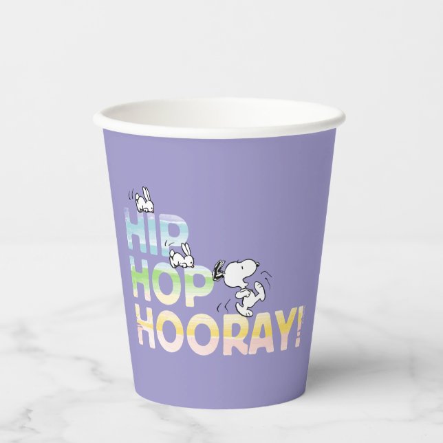 Gobelets En Papier Snoopy Hip hop Hooray Pâques (Recto)