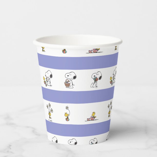 Gobelets En Papier Snoopy & Woodstock Motif de Pâques (Recto)