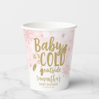 Gobelets En Papier Snowflakes Baby It's Cold Outside Baby shower