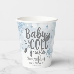 Gobelets En Papier Snowflakes Baby It's Cold Outside Baby shower Pape
