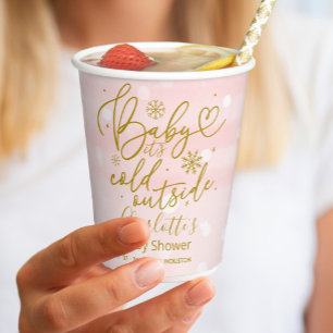 Gobelets En Papier Snowflakes Baby It's Cold Outside Girl Baby shower
