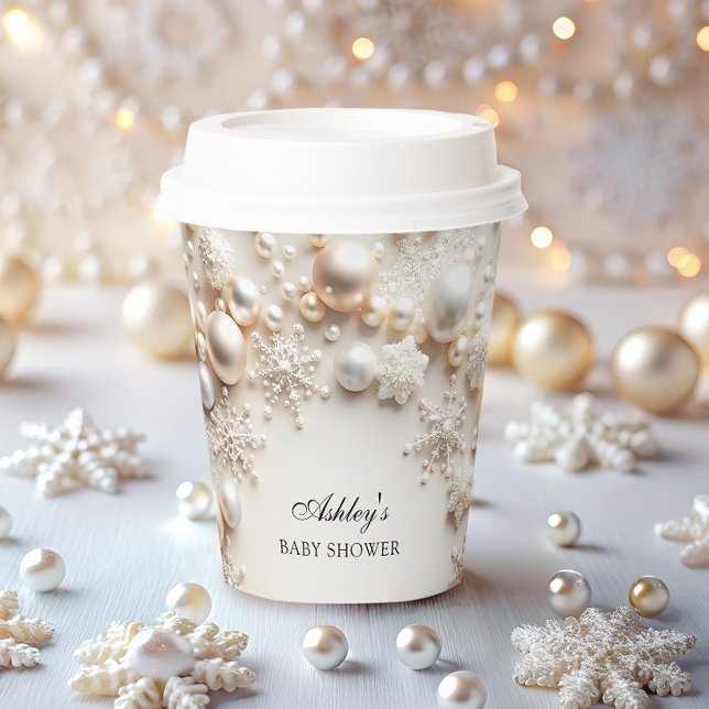 Gobelets En Papier Snowflakes Winter Wonderland Baby shower (Créateur téléchargé)