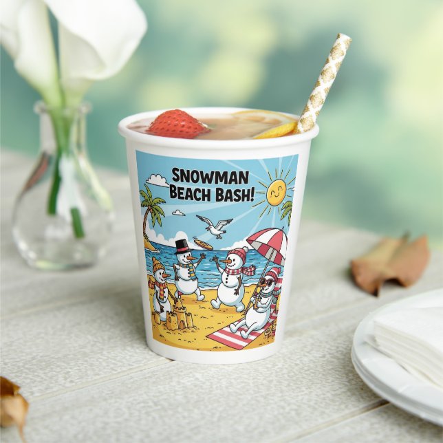Gobelets En Papier Snowman Beach Bash (Insitu)