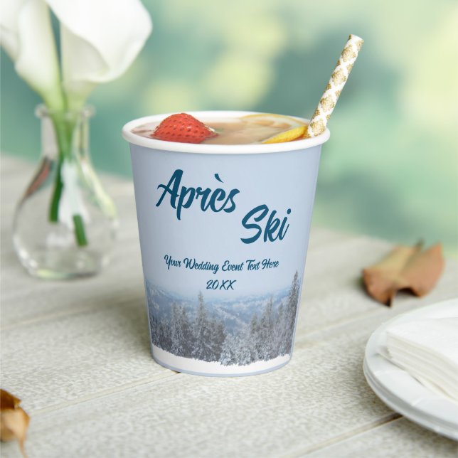 Gobelets En Papier Snowy Mountain Forest Apres Ski Mariage Event (Insitu)