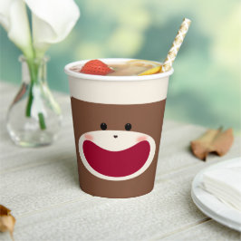 Gobelets En Papier Sock Monkey Smile (Garçon)