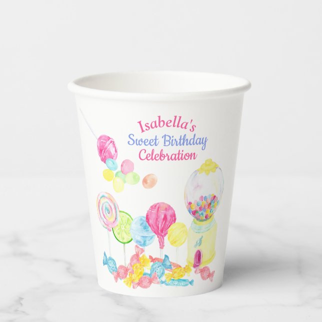 Gobelets En Papier Soins sucrés de bonbons Anniversaire personnalisé  (Recto)