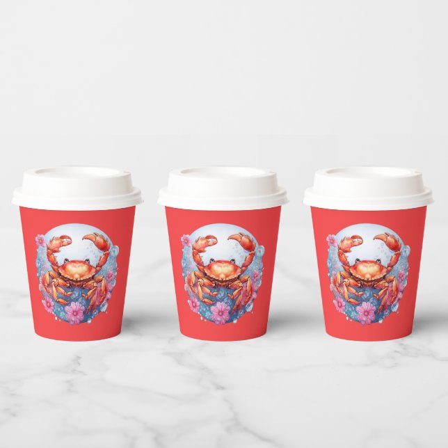 Gobelets En Papier Soirée amoureuse du crabe (Multi)