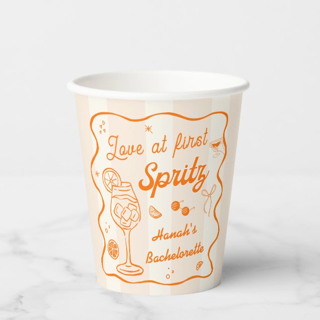 Gobelets En Papier Soirée Aperol Spritz Enterrement de Vie de Jeune F (Recto)
