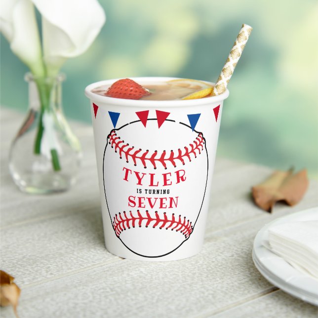 Gobelets En Papier Soirée d'anniversaire de base-ball personnalisée (Insitu)