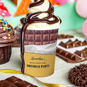 Gobelets En Papier Soirée de la barre de chocolat doré personnalisée