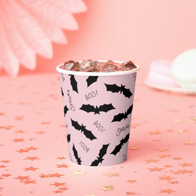 Gobelets En Papier Soirée d'Halloween aux chats roses (Insitu)