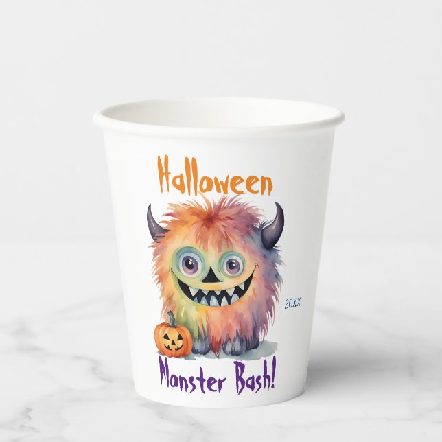 Gobelets En Papier Soirée d'Halloween du mignon Monster Bash (Recto)