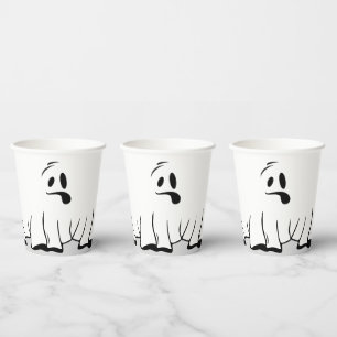 Gobelets En Papier Soirée d'Halloween sur le fantôme