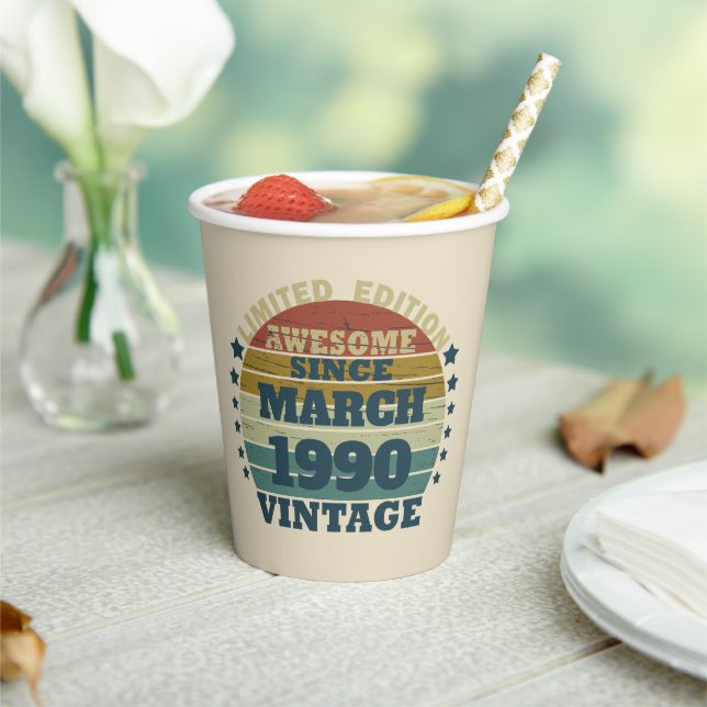 Gobelets En Papier Soirée personnalisée vintage de 35 ans (Insitu)