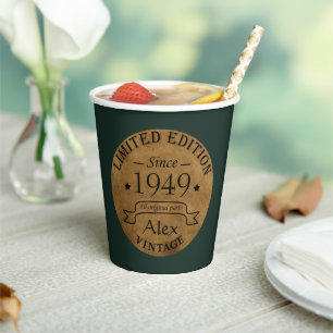 Gobelets En Papier Soirée personnalisée vintage de 75e anniversaire