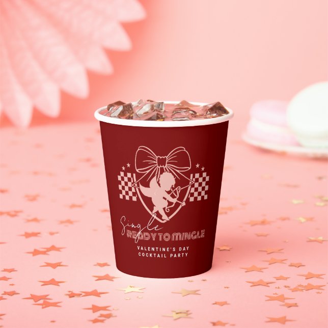 Gobelets En Papier Soirée Saint-Valentin pour célibataires Red Cupid  (Insitu)