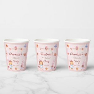 Gobelets En Papier Soirée Tea Party rose Anniversaire rose