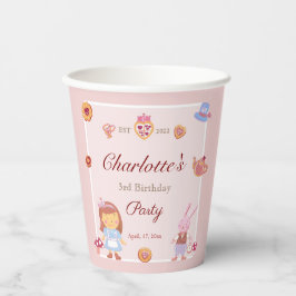 Gobelets En Papier Soirée Tea Party rose Anniversaire rose