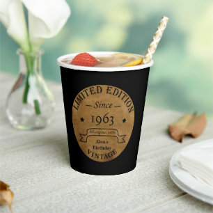 Gobelets En Papier Soixante vintage 60e anniversaire