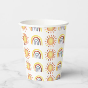 Gobelets En Papier Soleil et arc-en-ciel motifs
